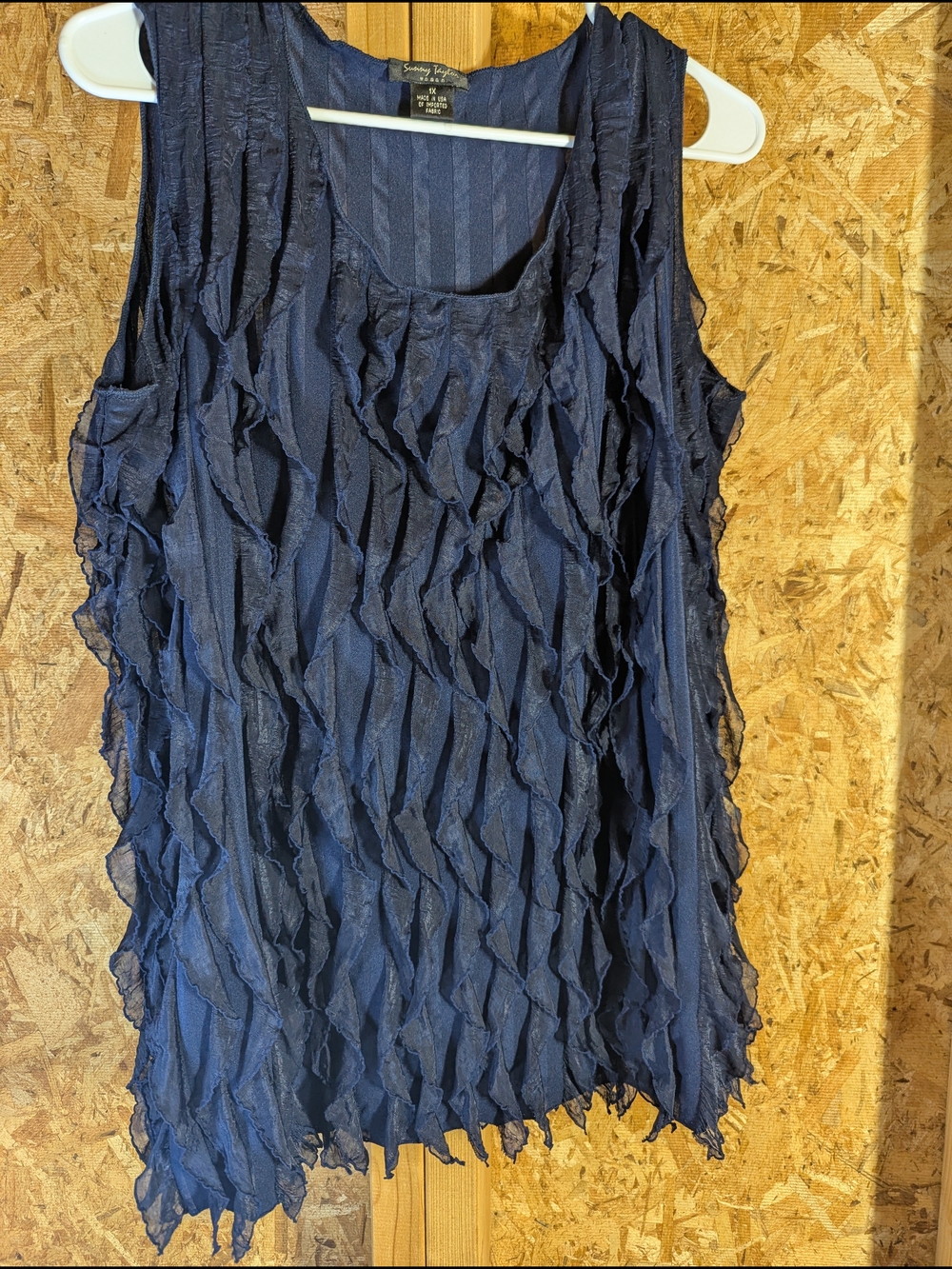 Sunny Taylor Navy Blue Ruffled Tank Top